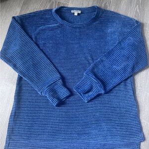 Chenault Women’s High Low Blue Crewneck Sweater Large
